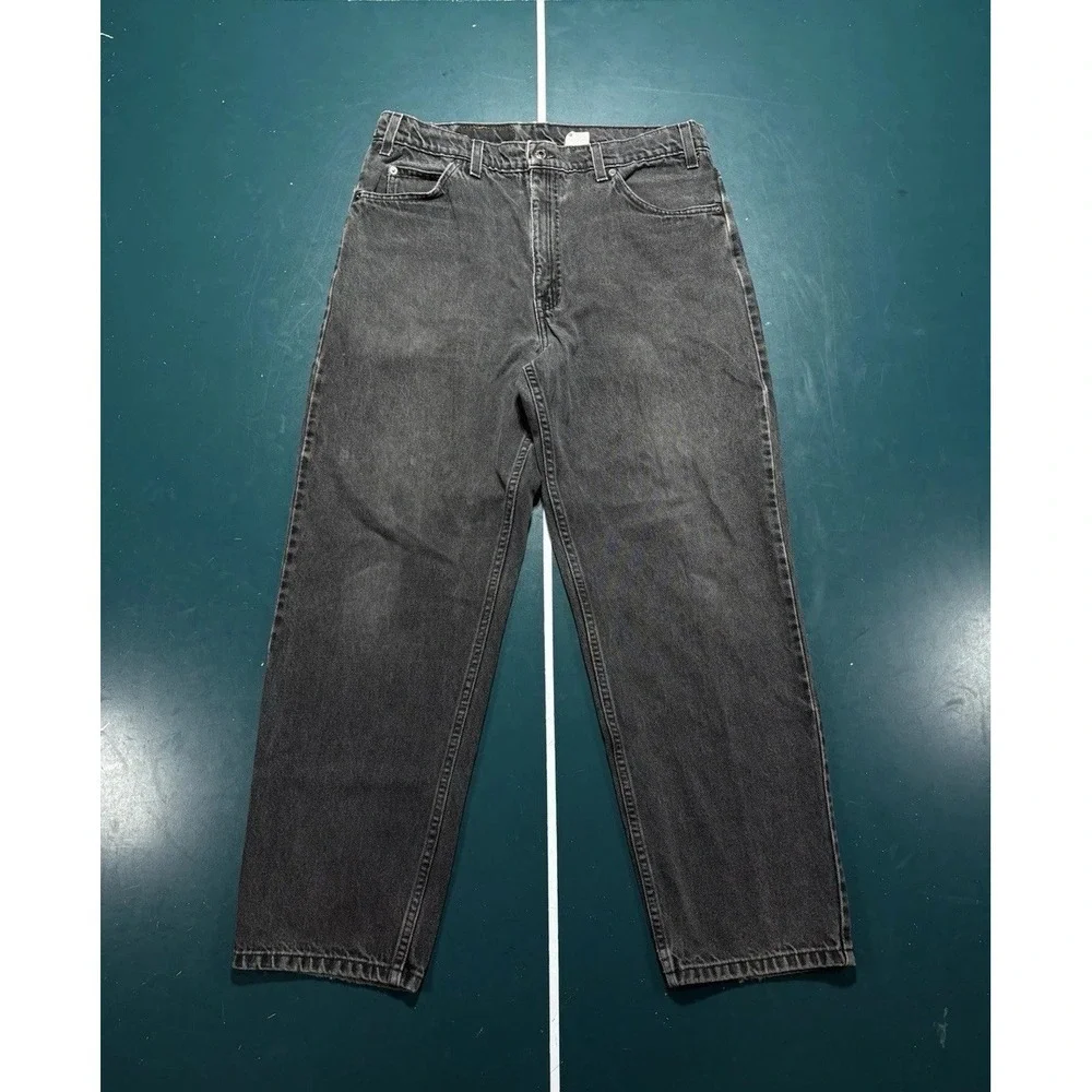 Vintage Levis 553 Jeans Men 34x29 Faded Black Relaxed Fit Straight Leg Denim 90s